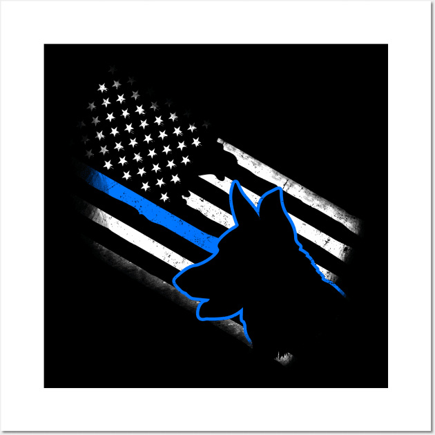 Law Enforcement Shirt | American Flag Blue Line Gift Wall Art by Gawkclothing